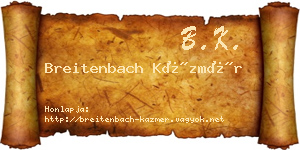 Breitenbach Kázmér névjegykártya